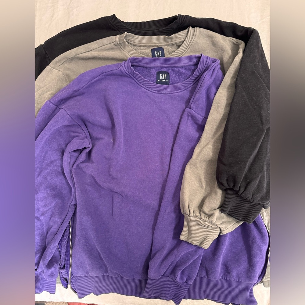GAP Maternity and Nursing Sweatshirts - Purple, Gray, & Black - Medium